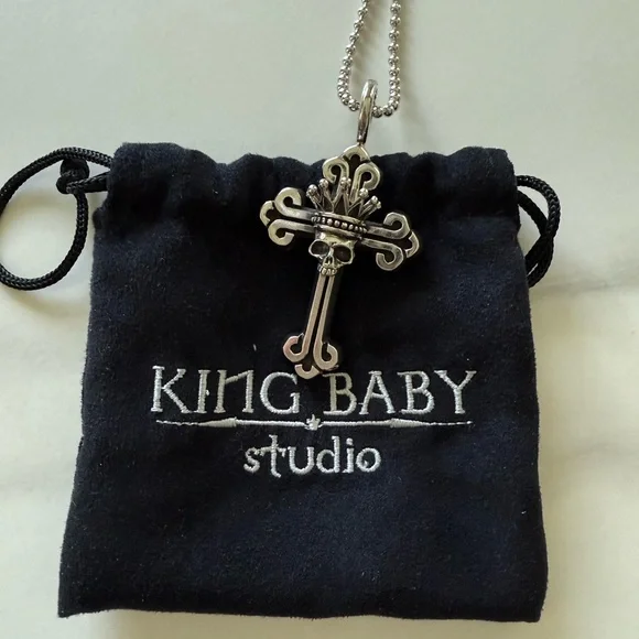 King Baby Studio Silver Cross Pendant Necklace - Picture 1 of 9